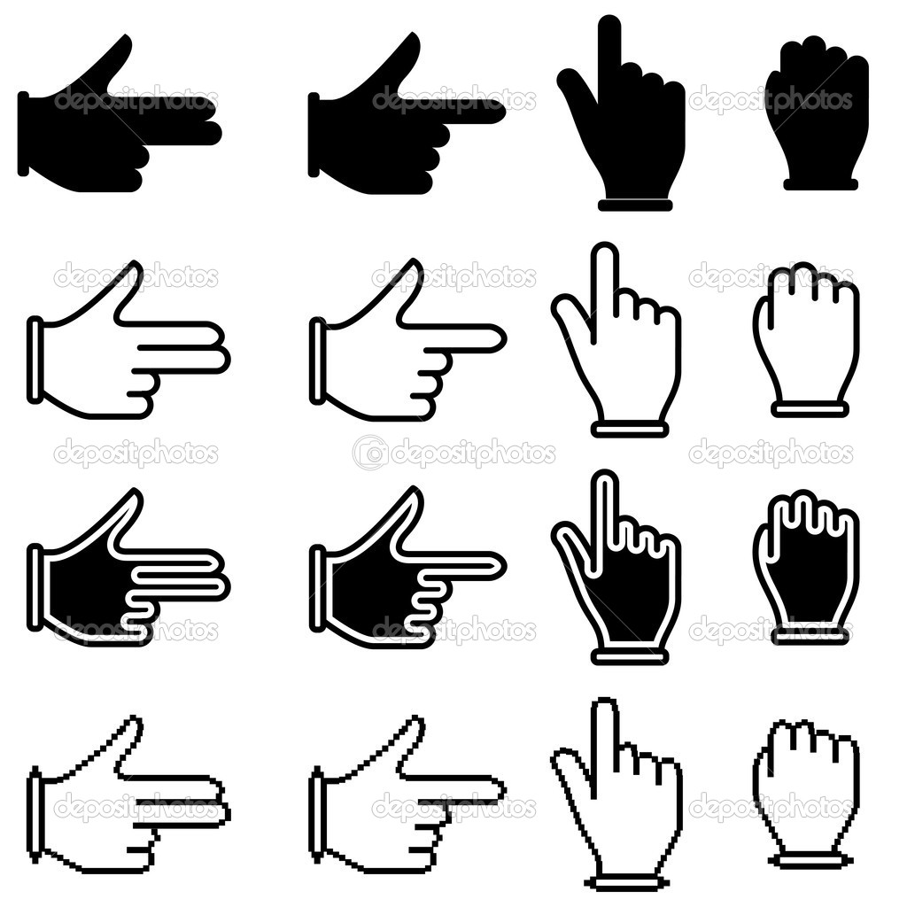 Set of hand cursor pictograms