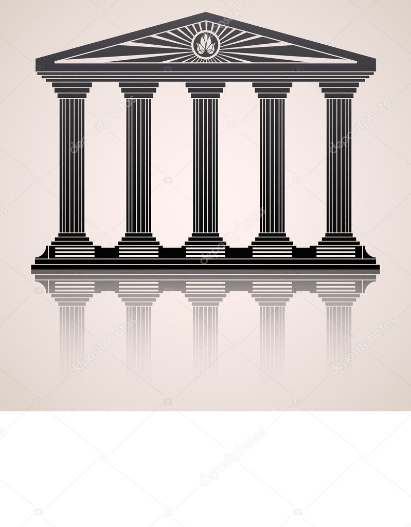 Antique roman temple stylized background