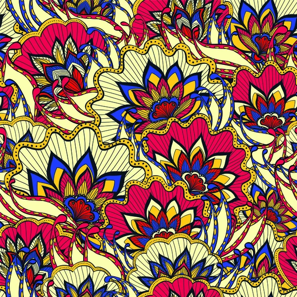 Jarní vzorek s barevnými handdrawn květy — Stock fotografie