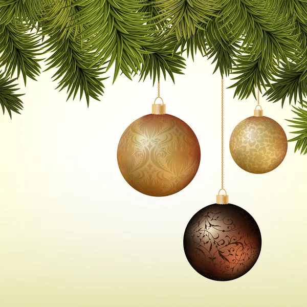 Абстрактный рождественский фон с золотыми и коричневыми безделушками — стоковый вектор