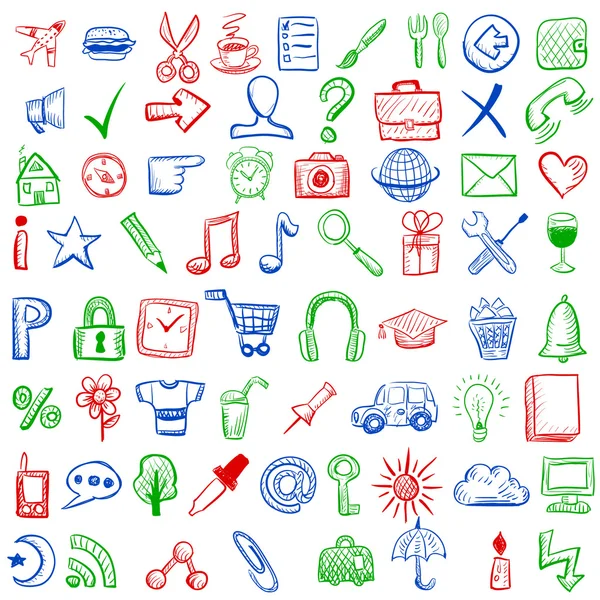 Set di icone di schizzo per sito o applicazione mobile — Vettoriale Stock
