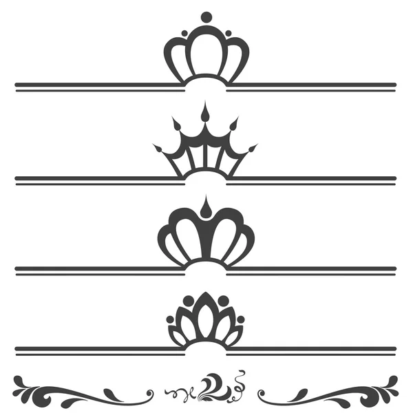 Collection of vintage text headers with crowns — Stock Vector