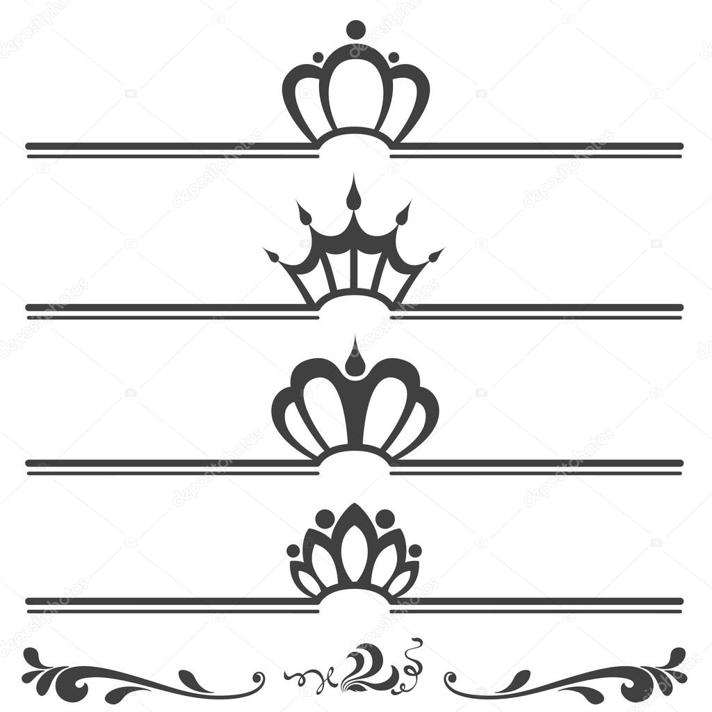 Collection of vintage text headers with crowns