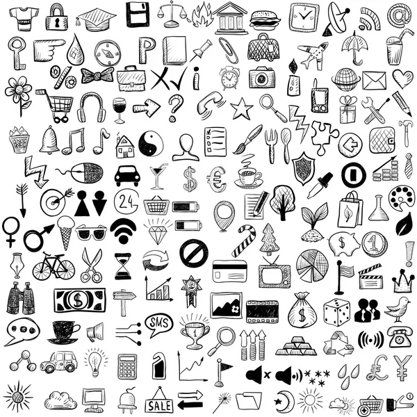Set of sketch icons for site or mobile application — Stock Vector