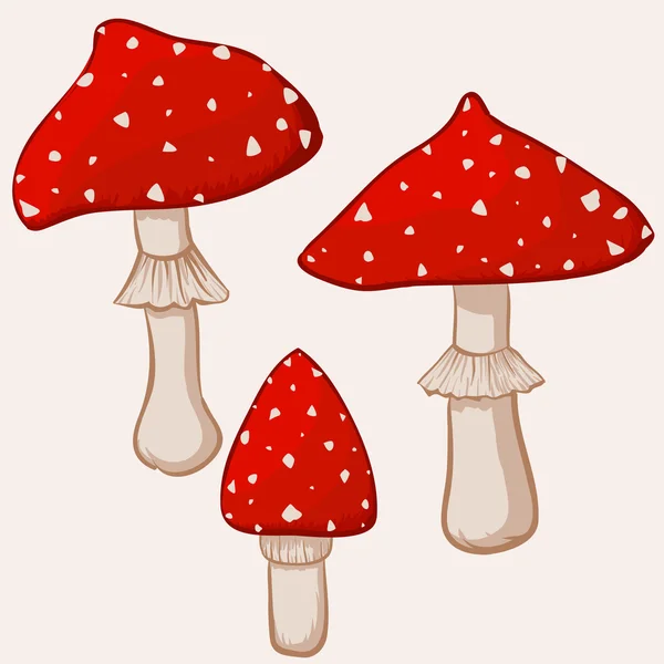 Иллюстрация мультипликационного гриба аманита мускария — стоковый вектор