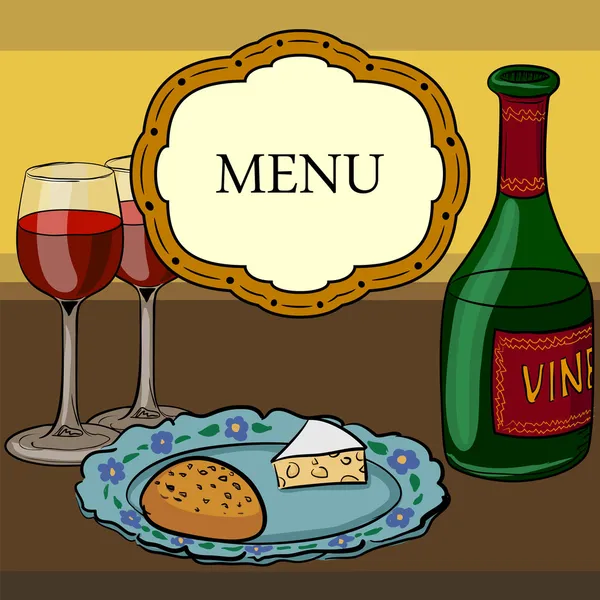 Vector drawing of wine and glasses