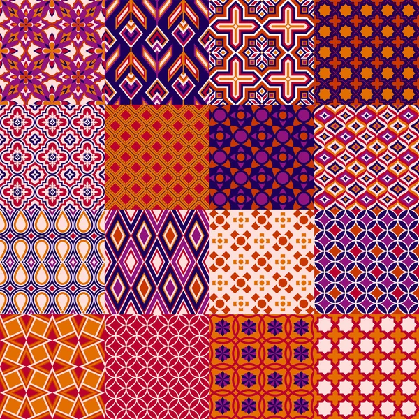 Set of classic bright geometric patterns — Stock Vector