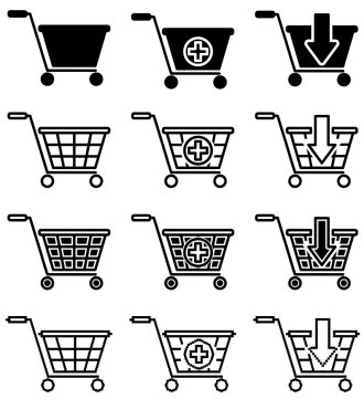 Satış sepeti piktogram vektör kümesi