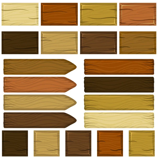 Set van houten bakstenen en planken in cartoon stijl — Stockvector