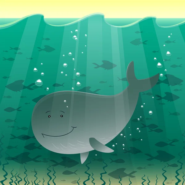 Balena nel mare — Vettoriale Stock