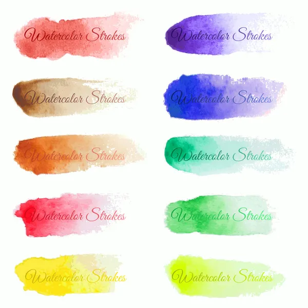 Set van kleurrijke penseelstreken — Stockvector