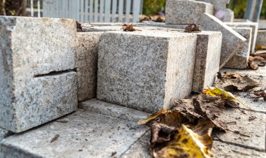 kare gri taşlar yol dokusunu kapat