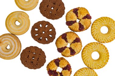 Beyaz arkaplanda yuvarlak çerezler