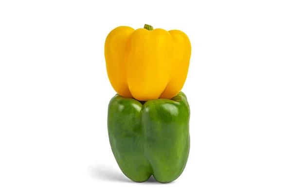 Yellow and green paprika on a white background — Stock Photo, Image