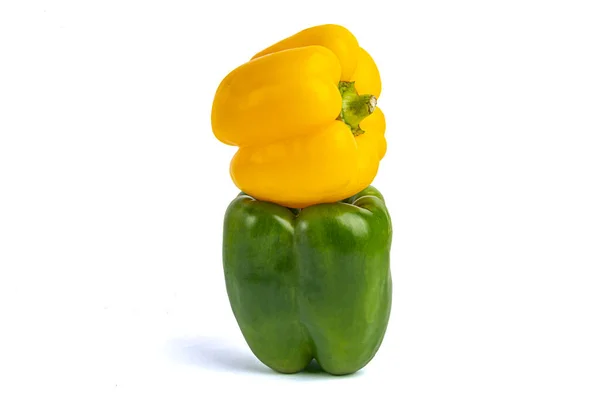 Yellow Green Paprika White Background Close — Stock Photo, Image