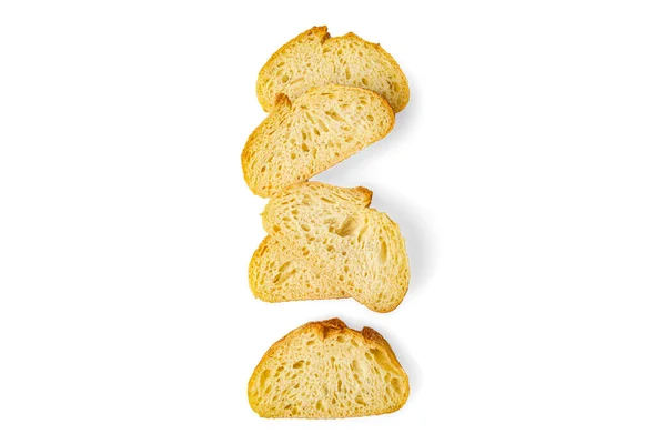 Beyaz arkaplan görünümünde dilimlenmiş ekmek — Stok fotoğraf