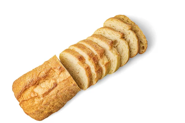 Beyaz arkaplan görünümünde dilimlenmiş ekmek — Stok fotoğraf