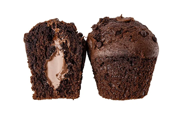 Két Csokoládé Cupcakes Fehér Háttér Jogdíjmentes Stock Fotók
