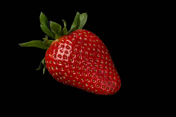 Ripe Strawberries Black Background Closeup — Photo