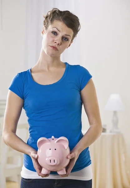 Female Holding Piggy Bank — Stock Photo, Image