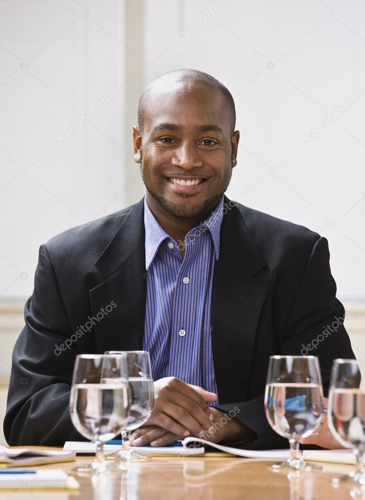 African American male smiling.