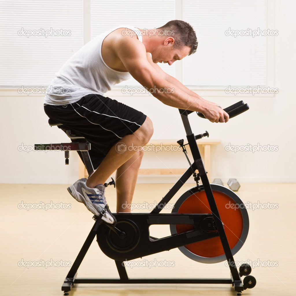 riding a stationary bike