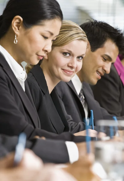 Businesswoman at Meeting Smiling — Stock Photo, Image