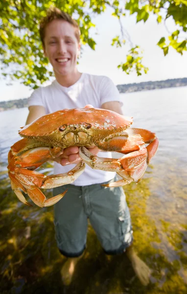 Man bedrijf krab — Stockfoto