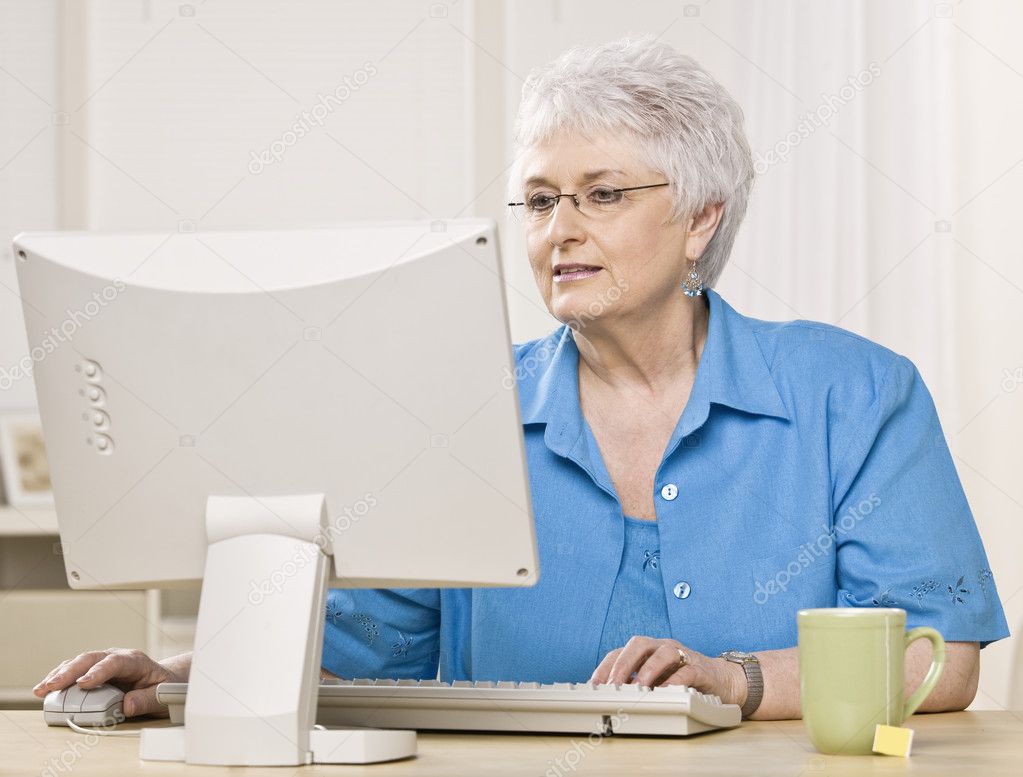 ugly flat chested porn old woman on computer
