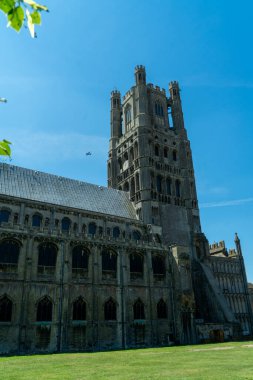 Muhteşem Ely Katedrali 'nin açık hava manzarası, Cambridgeshire, İngiltere.