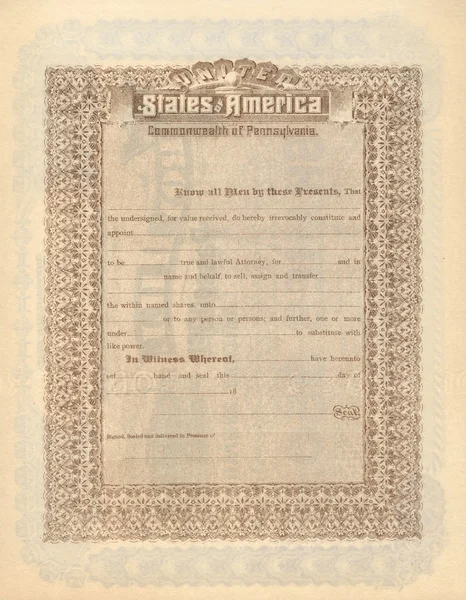 Old Stock Certificate 3 — Stock Photo, Image