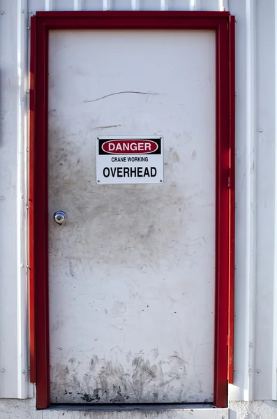 White Door with Danger Sign — Stock Photo, Image