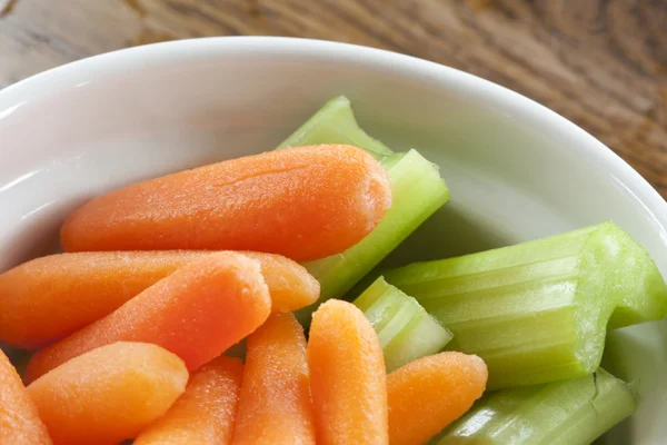 Celery Stalks and Carrots in a White Bowl — Stok Foto