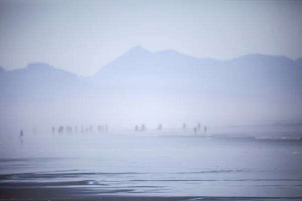 Na plaży we mgle — Zdjęcie stockowe