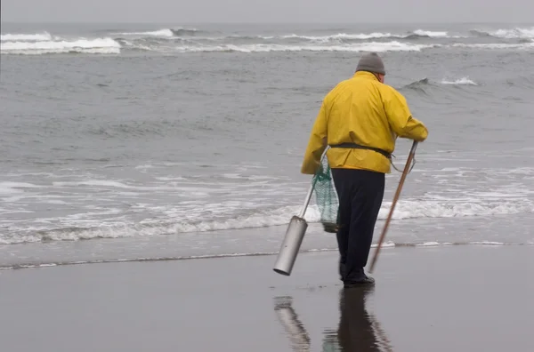 かみそりの貝掘り、オレゴン州の海岸 — ストック写真