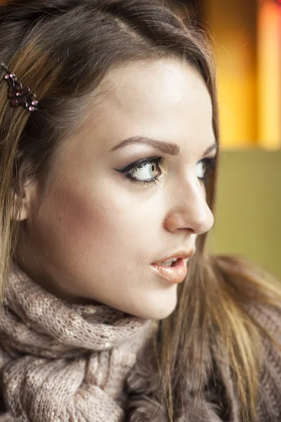 Young Woman with Beautiful Blue Eyes — Stock Photo, Image