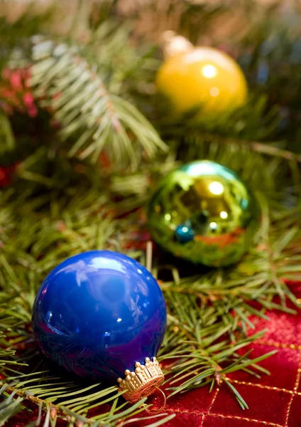 Christmas Ornaments with Douglas Fir — Stock Photo, Image