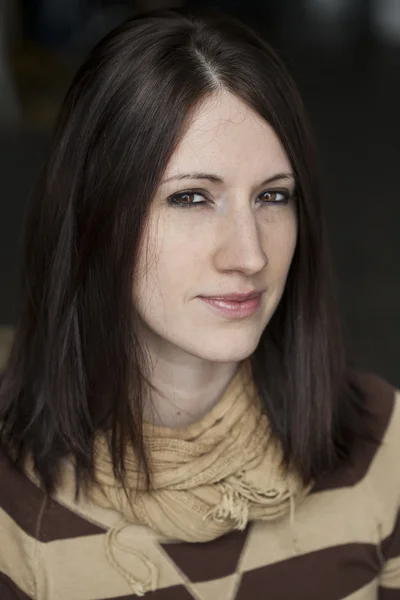 Beautiful Young Woman with Brown Hair and Eyes — Stock Photo, Image