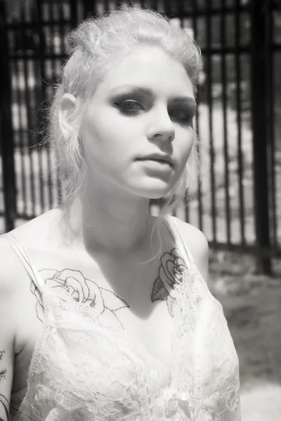 Infrared Photo of Young Woman iin Her Lingerie — Stock Photo, Image