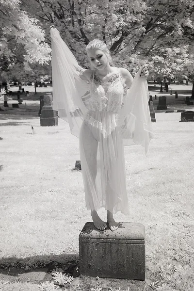 Infrared Photo of Young Woman iin Her Lingerie — Stock Photo, Image