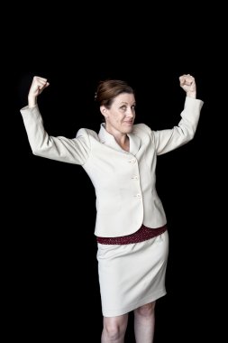 güzel bir gülümseme ile orta yaşlı kadın