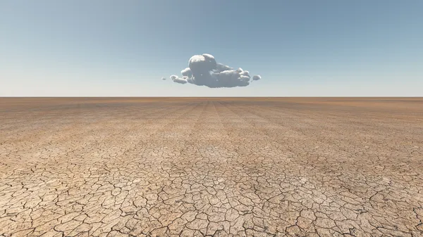 Terre fissurée sèche avec un seul nuage — Photo