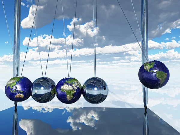 Newtons Cradle Earth — Stock Photo, Image