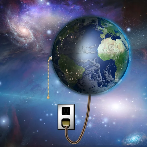 Earth with night and day with pull switch — Stock Photo, Image