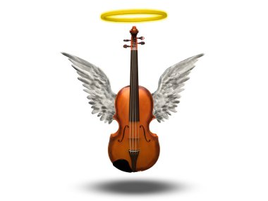 kanatları ve beyaz ile keman