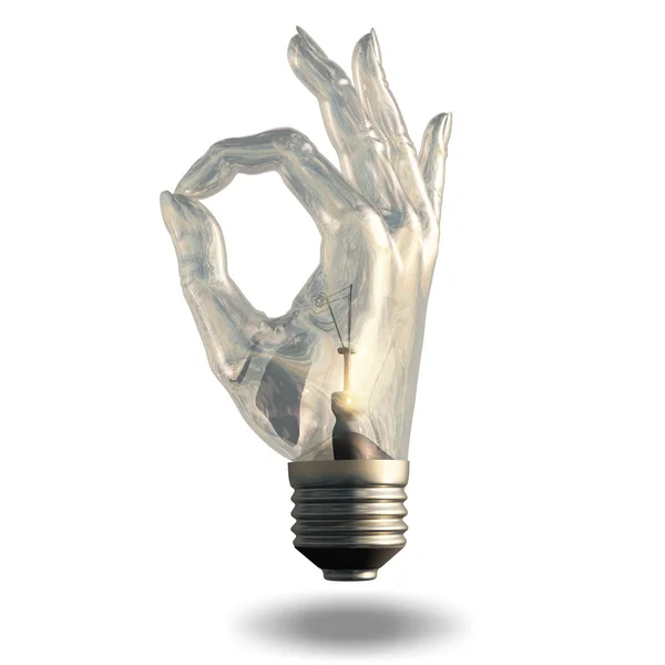 OK Symbol Glödlampa isolerad på vitt — Stockfoto