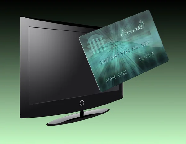 Flat panel and credit card — Stock Photo, Image