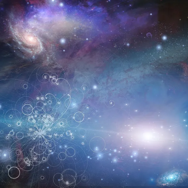 Physics from tiny particles to expanse of space — Stock Photo, Image