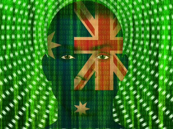Australia Man with Streaming Binary — Stock Photo, Image