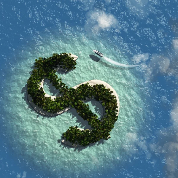 Dollar Sign Island — Stock Photo, Image